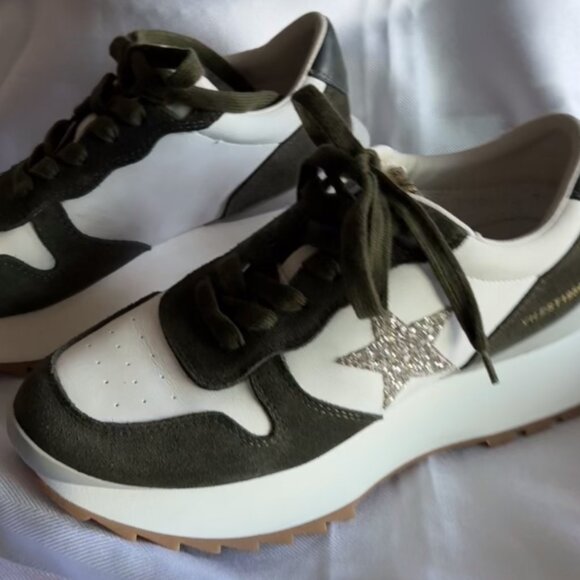 Vintage Havana VH EST 1954 Sneakers – Olive Suede & White Leather with Glitter S - Picture 5 of 6